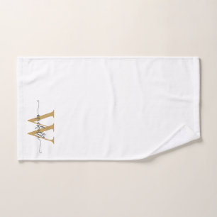 Stylish Script Modern White Gold Monogram Name Hand Towel