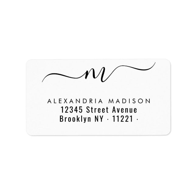 Stylish Script Monogram Black Modern Typography Label (Front)
