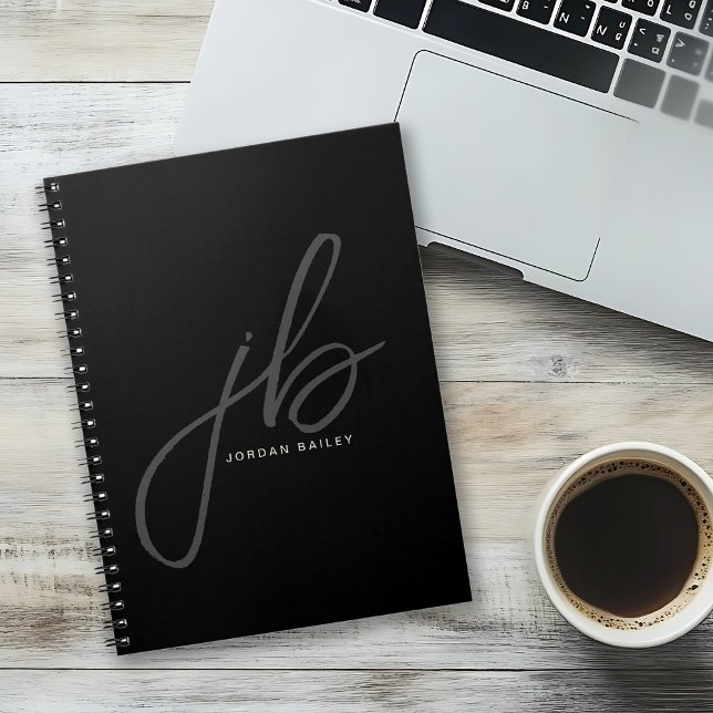 Stylish Script Monogram Initials and Name Notebook (Creator Uploaded)