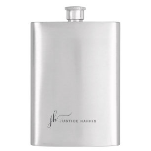 Stylish Script Monogram Modern Personalized Hip Flask