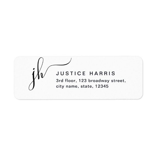 Stylish Script Monogram Modern Return Address (Front)