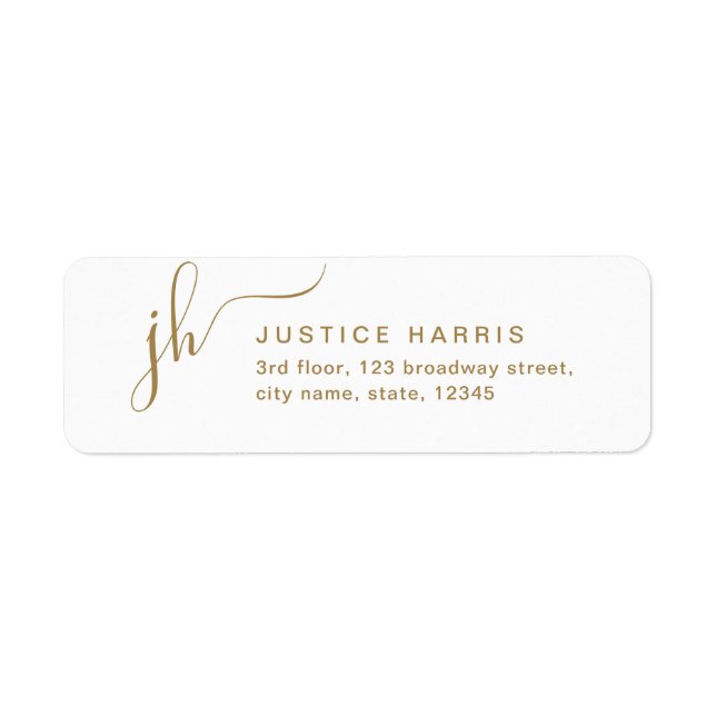 Stylish Script Monogram Modern Return Address Labe (Front)