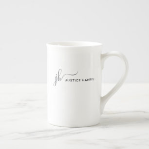 Stylish Script Monogram Modern Simple Personalized Bone China Mug