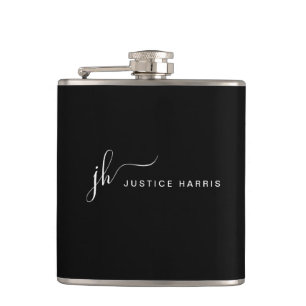 Stylish Script Monogram Modern Simple Personalized Hip Flask