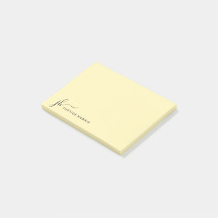 Stylish Script Monogram Personalized Stationery Post-it Notes