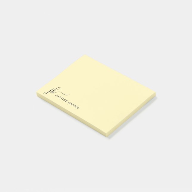 Stylish Script Monogram Personalized Stationery Post-it Notes (Angled)