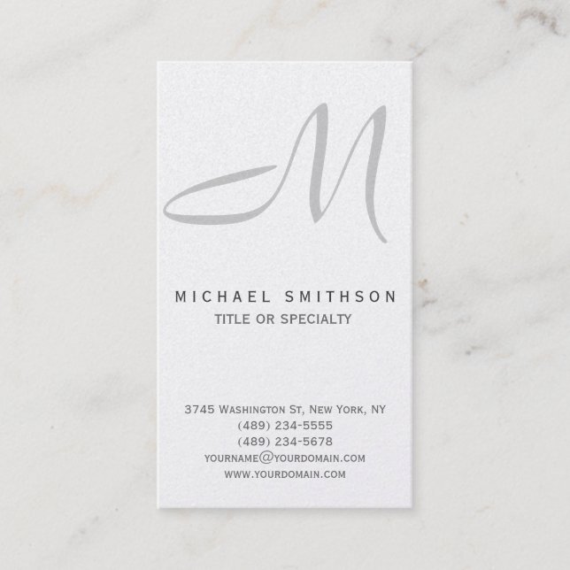 Stylish Script Monogram Simple Business Card (Front)