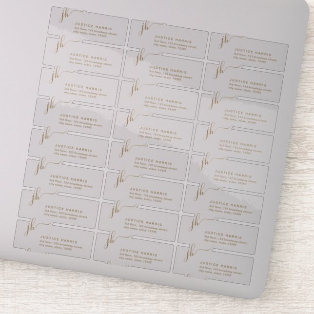 Stylish Script Monogram transparent return address (Detail)