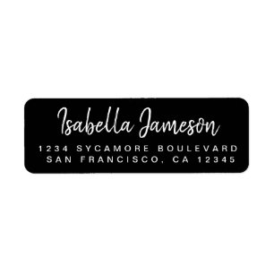 Stylish Script Name Black Return Address