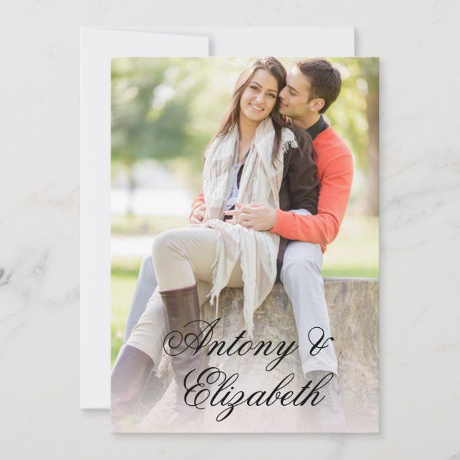 Stylish Script Name Custom Photo Elegant Wedding Invitation (Front)