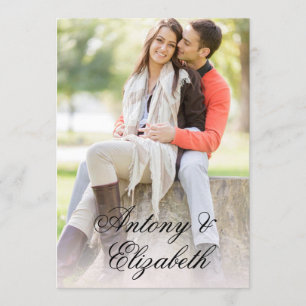 Stylish Script Name Custom Photo Elegant Wedding Invitation