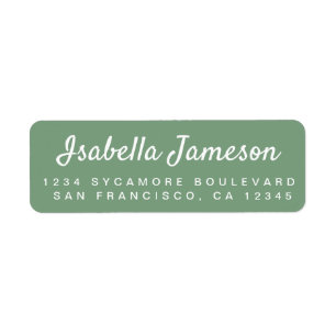 Stylish Script Name Mineral Green Return Address