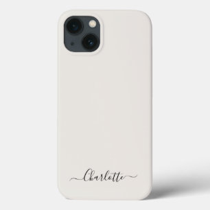 Stylish script name monogram plain off white   iPhone 13 case