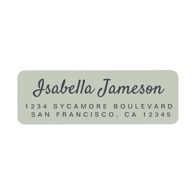 Stylish Script Name Pastel Green Return Address (Front)