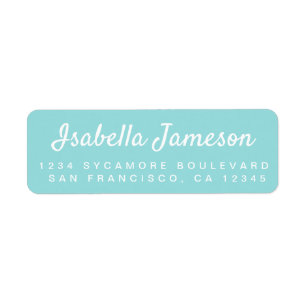 Stylish Script Name Turquoise Blue Return Address