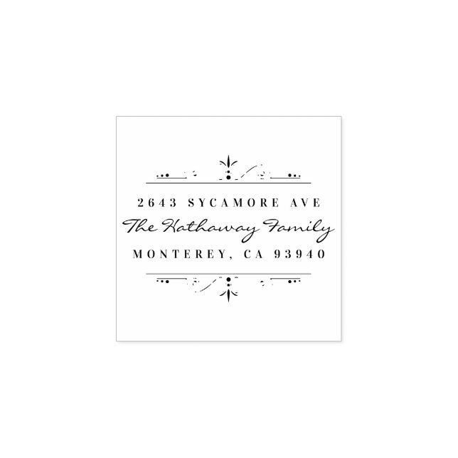 Stylish Script & Ornament Family Return Address Rubber Stamp (Imprint)