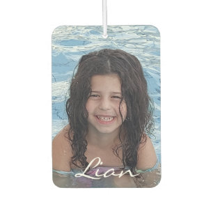 stylish script personalized photo two sided air freshener