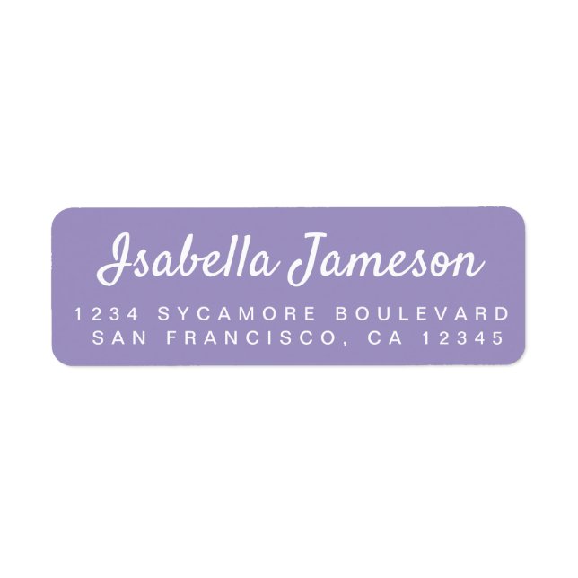 Stylish Script Purple Return Address (Front)