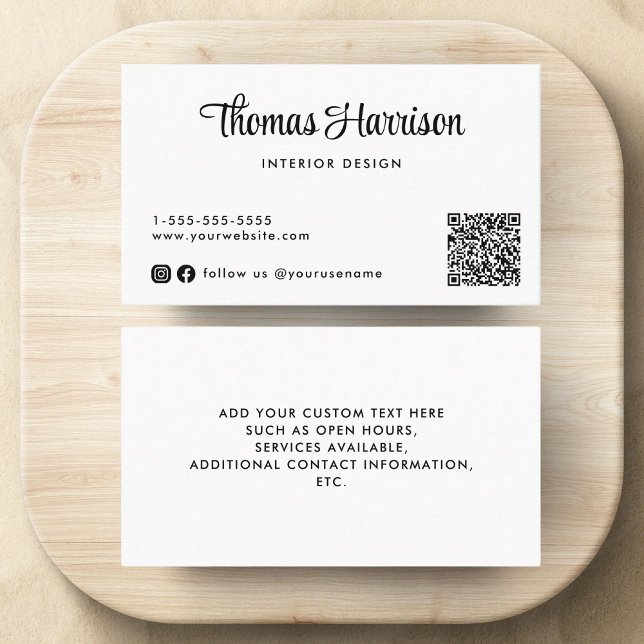 Stylish Script QR Code Business Card (Capture attention, make connections, and leave a lasting impression with our modern QR business card)