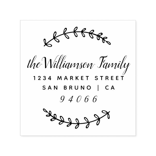 Stylish Script & Rustic Branches Return Address Self-inking Stamp (Design)
