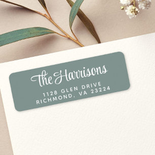 Stylish Script Sage Green Return Address