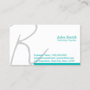 Stylish Script Substitute Teacher Business Card