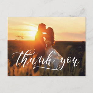 Stylish Script Typography   Wedding Thank You Postcard