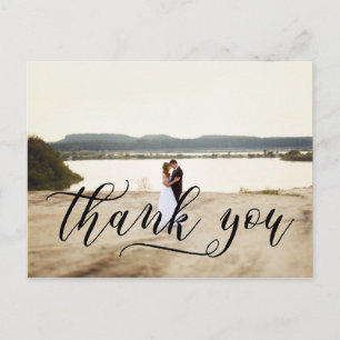 Stylish Script Typography   Wedding Thank You Postcard