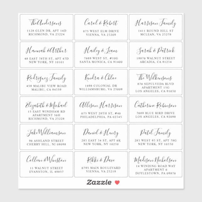 Stylish Script Wedding Guest Address (Sheet)