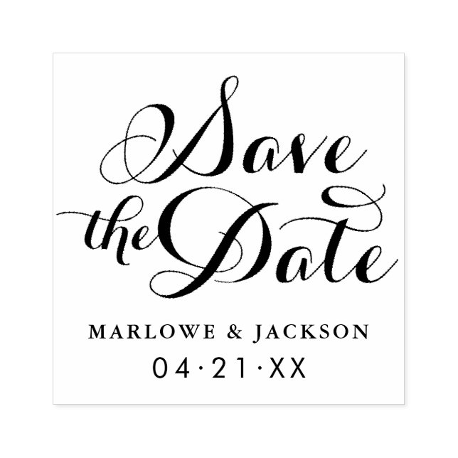 Stylish Script Wedding Save the Date Rubber Stamp (Imprint)
