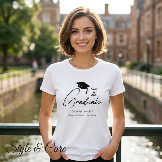 Stylish Script White Graduation Custom Name Shirt (Stylish Script White Graduation Custom Name Shirt)