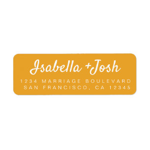 Stylish Script Yellow Wedding Return Address