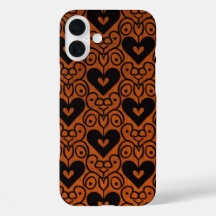 Stylish Scroll and Black Hearts on Copper