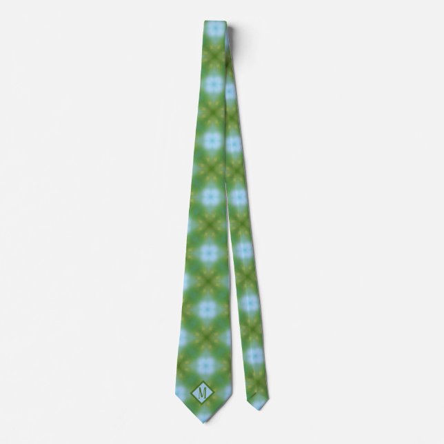 Stylish Sea Green Blue Unique Pattern Design Tie (Front)