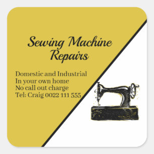 Stylish Sewing Machine Repair Business Square Sticker