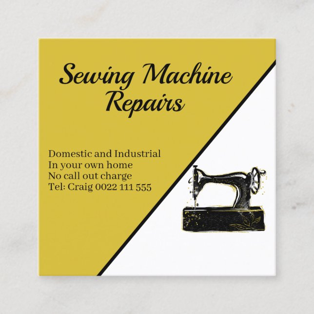 Stylish Sewing Machine Repair  Square Business Card (Front)