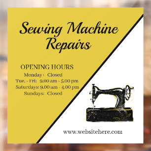 Stylish Sewing Machine Repair  Window Cling