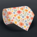 Stylish Shabby Chic French Floral Art Pattern Tie<br><div class="desc">This unique necktie features a charming, contemporary French shabby chic pattern. It showcases a botanical floral design with beautifully arranged pastel coral orange roses, blush pink, red, light blue flowers, and sage green leaves set against a crisp white background. This distinctive and stylish necktie is perfect for the professional and...</div>
