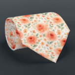 Stylish Shabby Chic French Floral Art Pattern Tie<br><div class="desc">This unique necktie features a charming, contemporary French shabby chic pattern. It showcases a botanical floral design with beautifully arranged pastel coral and orange red roses, and sage green leaves set against a crisp white background. This distinctive and stylish necktie is perfect for the professional and sophisticated businessman, making it...</div>