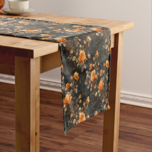 Stylish shabby chic yellow English roses sage  Short Table Runner