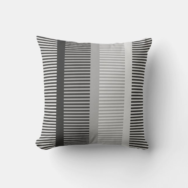 Stylish Shades of Grey Gray Stripes Throw Pillow (Front)