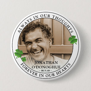 Stylish Shamrock Photo & Memorial Keepsake Button