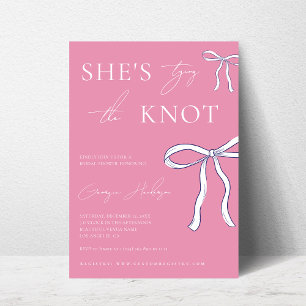 Stylish She's Tying the Knot Pink Bridal Shower Invitation