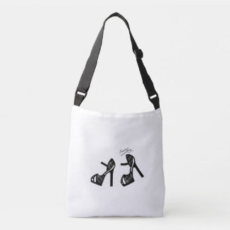 Stylish Shoe Print - Charcoal Plaid Crossbody Bag
