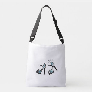 Stylish Shoe Print - Teal Plaid Crossbody Bag