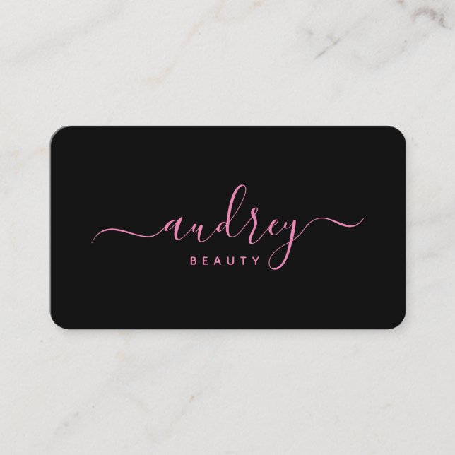 stylish signature pink and black business card (Front)