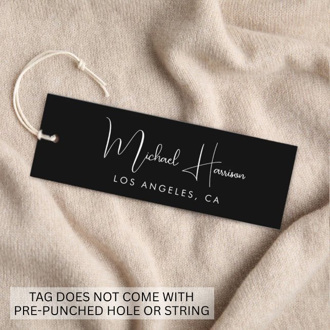 Stylish Signature Script Black Hang Tag (Empower your name in our signature script as your logo and brand identity)