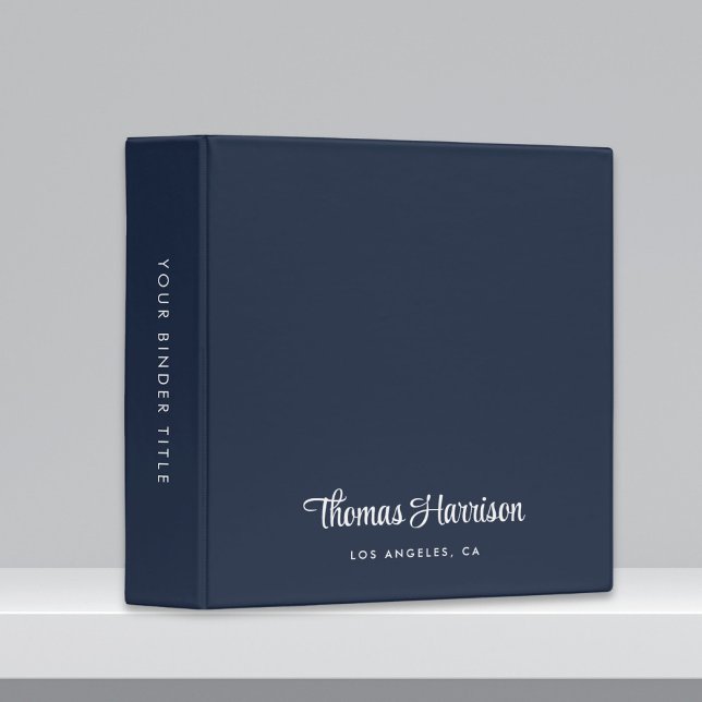 Stylish Signature Script Monogram Blue Binder (Empower your name in our signature script as your logo and brand identity)