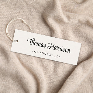 Stylish Signature Script QR Code Cream Hang Tag