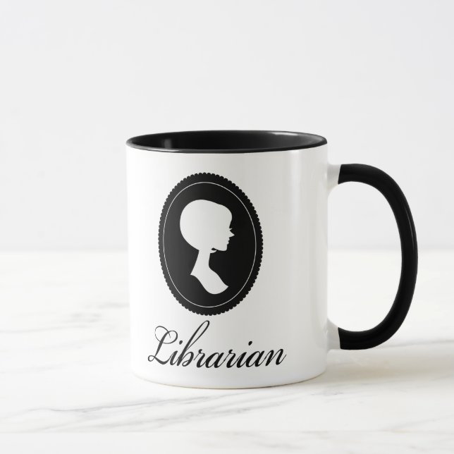 Stylish Silhouette Librarian Gift Mug (Right)